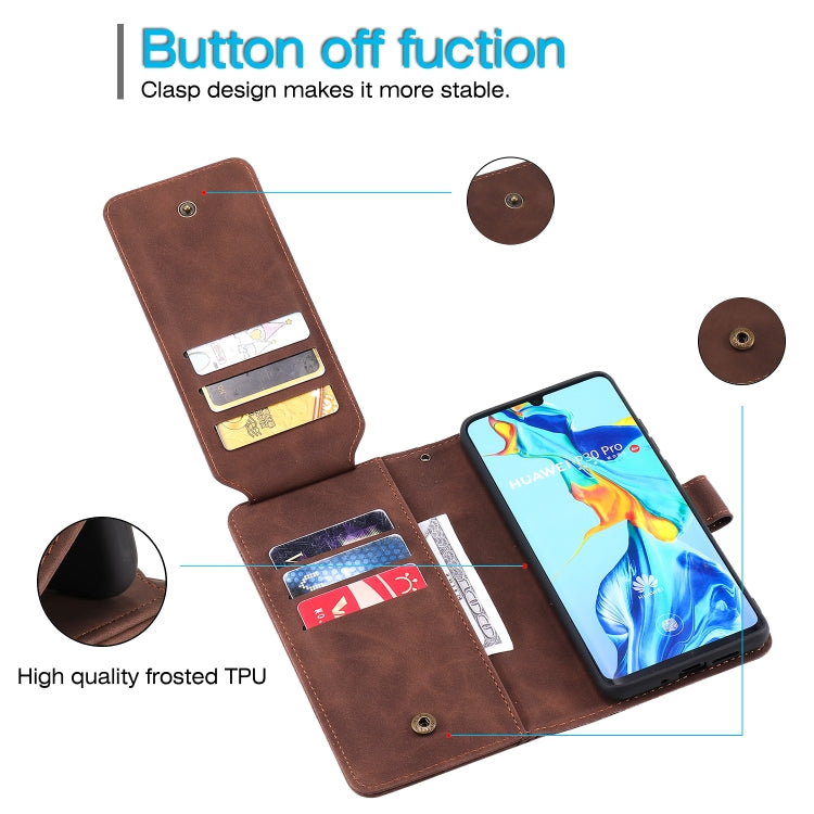 Para Huawei P30 PRO Piel Fee Business Horizontal Flip PU Funda de cuero con soporte y ranuras de tarjetas múltiples y billetera y filo y marco de fotos (marrón)