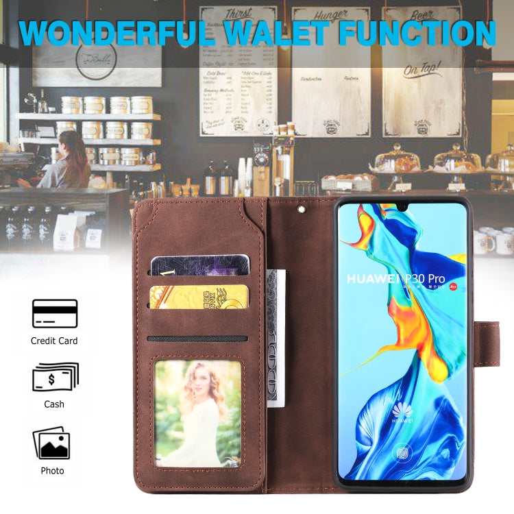 Para Huawei P30 PRO Piel Fee Business Horizontal Flip PU Funda de cuero con soporte y ranuras de tarjetas múltiples y billetera y filo y marco de fotos (marrón)