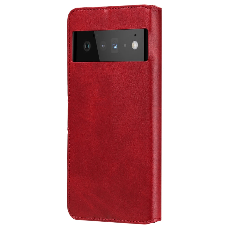 Carcasa clásica de la textura de la carne de becerro PU + TPU Horizontal Funda de cuero con soporte y ranuras para tarjetas y billetera para Google Pixel 6 Pro (rojo)