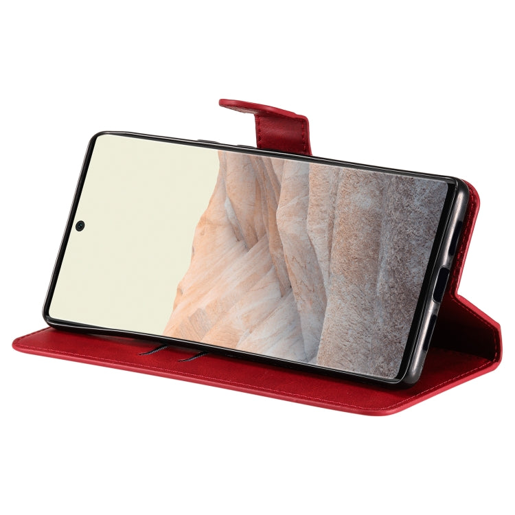 Carcasa clásica de la textura de la carne de becerro PU + TPU Horizontal Funda de cuero con soporte y ranuras para tarjetas y billetera para Google Pixel 6 Pro (rojo)