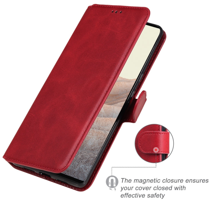 Carcasa clásica de la textura de la carne de becerro PU + TPU Horizontal Funda de cuero con soporte y ranuras para tarjetas y billetera para Google Pixel 6 Pro (rojo)