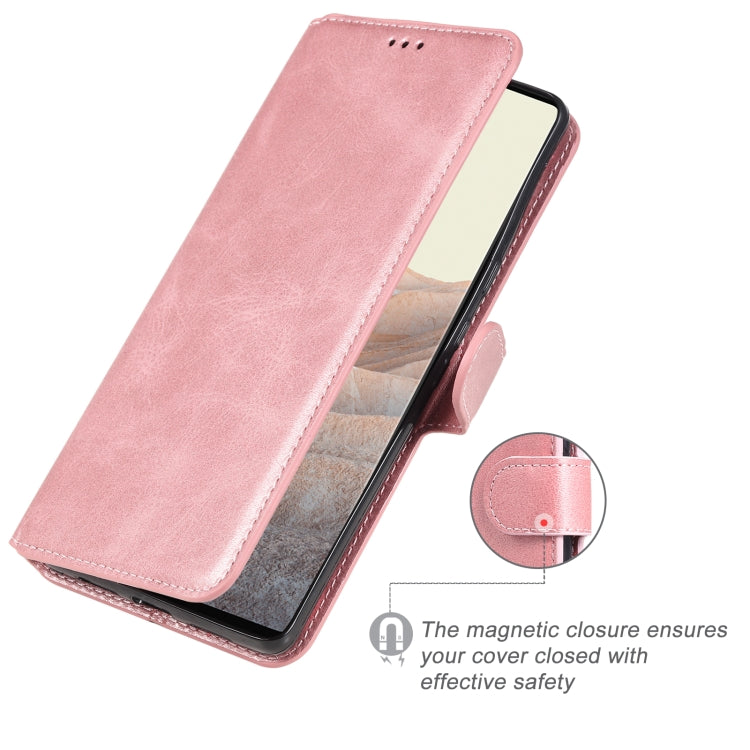 Caja clásica de la textura de la carne de becerro PU + TPU Funda de cuero Horizontal Flip con soporte y tragamonedas y billetera para Google Pixel 6 Pro (oro rosa)