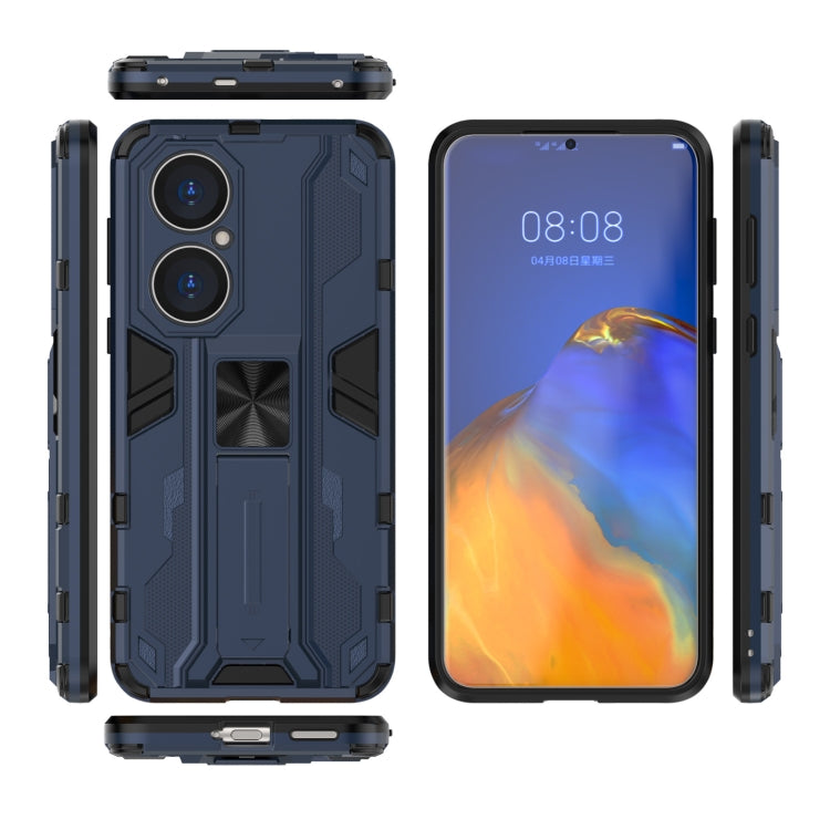 Para Huawei P50 Supersonic PC + TPU Funda protectora a prueba de golpes con soporte (azul oscuro)