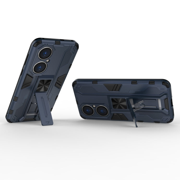 Para Huawei P50 Supersonic PC + TPU Funda protectora a prueba de golpes con soporte (azul oscuro)