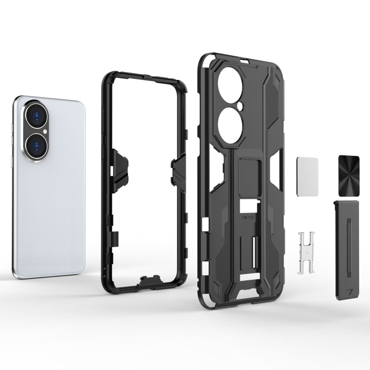 Para Huawei P50 Supersonic PC + TPU Funda protectora a prueba de golpes con soporte (azul oscuro)