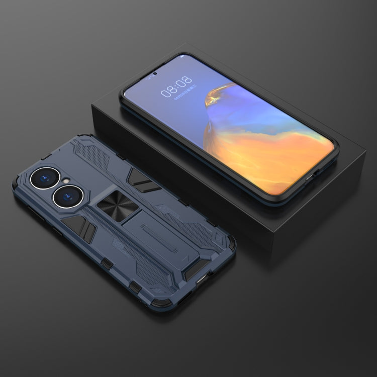 Para Huawei P50 Supersonic PC + TPU Funda protectora a prueba de golpes con soporte (azul oscuro)