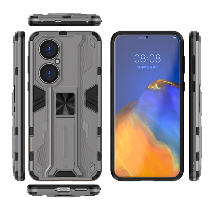 Para Huawei P50 SUPERSONIC PC + TPU Funda protectora a prueba de golpes con titular (gris)