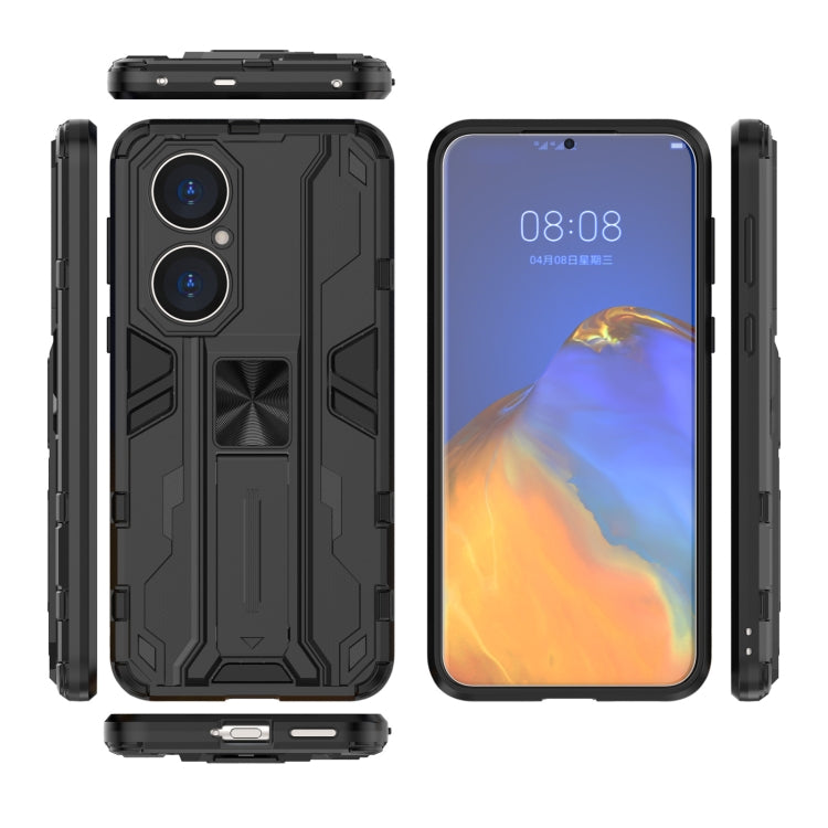 Para Huawei P50 Supersonic PC + TPU Funda protectora a prueba de golpes con titular (negro)