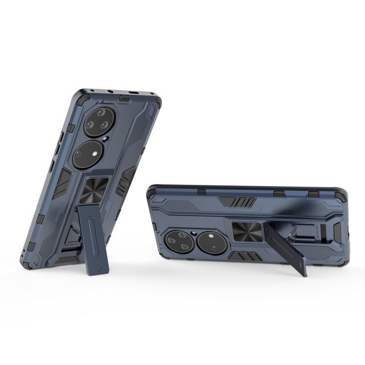 Para Huawei P50 Pro Supersonic PC + TPU Funda protectora a prueba de golpes con titular (azul oscuro)