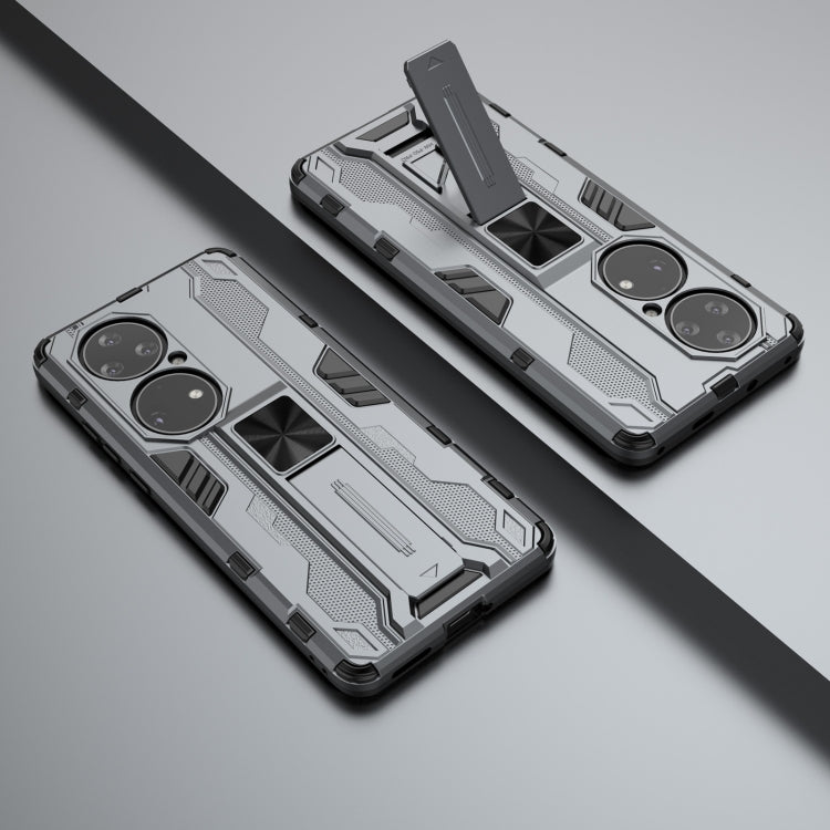 Para Huawei P50 Pro Supersonic PC + TPU Funda protectora a prueba de golpes con titular (gris)