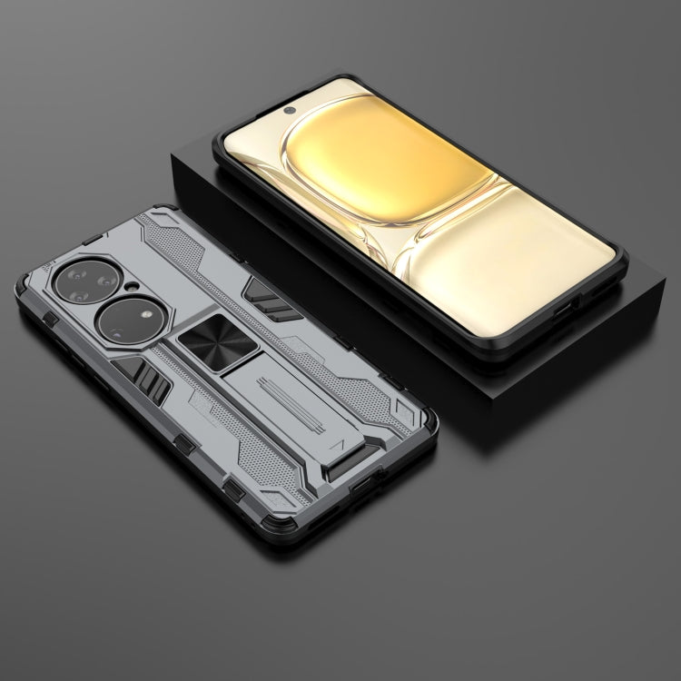 Para Huawei P50 Pro Supersonic PC + TPU Funda protectora a prueba de golpes con titular (gris)