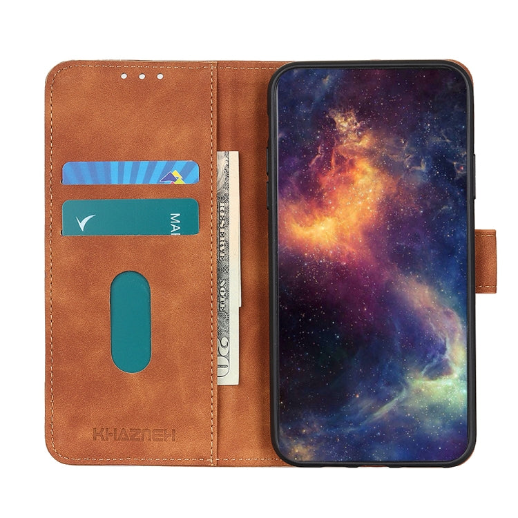 Para Huawei Maimang 10 SE Khazneh Retro Texture PU + TPU Funda de cuero Horizontal Flip con soporte y tragamonedas y billetera (Marrón)