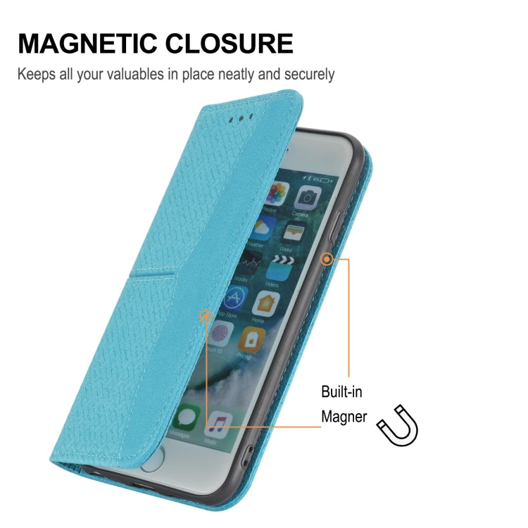 Para Huawei P50 Textura Textura Magnética Funda de cuero Horizontal Flip PU con soporte y ranuras para tarjetas y Filtera (Azul)