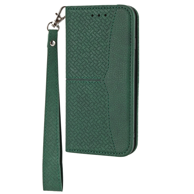 Para Huawei P50 Pro Textura Textura Textura Magnética Funda de cuero Horizontal Flip PU con soporte y ranuras para tarjetas y Billetera y cordón (verde)