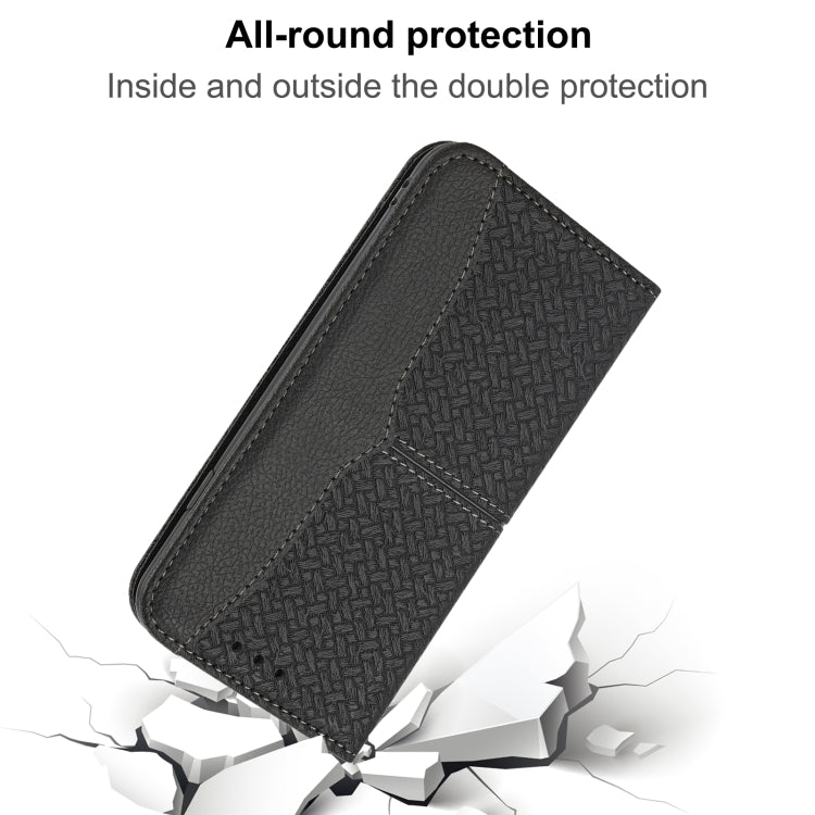 Para Huawei P50 Pro Textura Textura Magnética Horizontal Flip PU Funda de cuero con soporte y ranuras para tarjetas y Filtera (Negro)