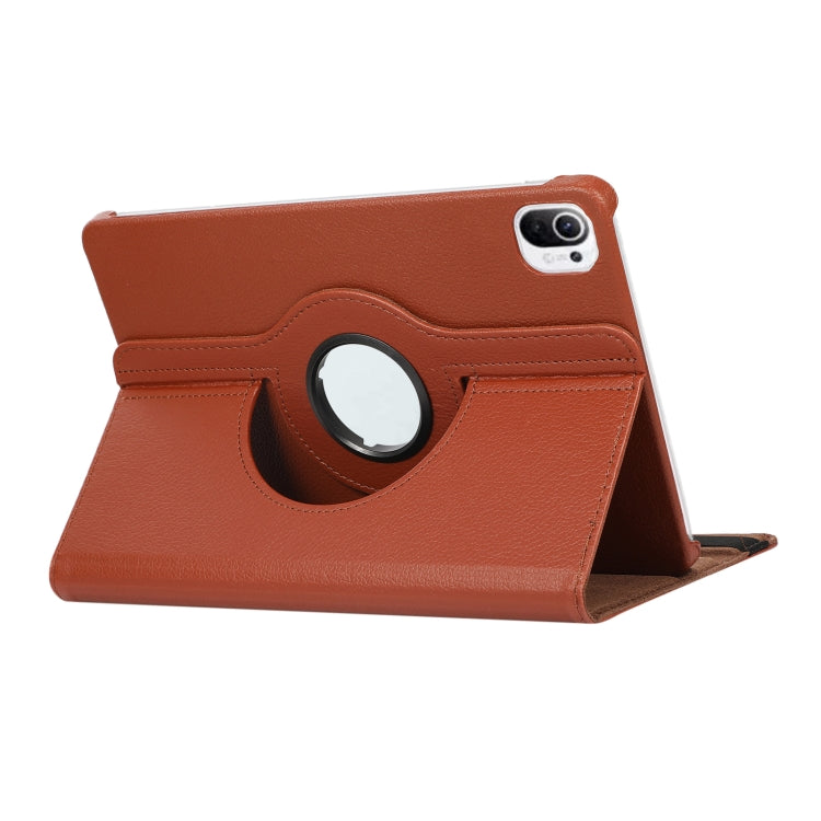 Para Xiaomi Pad 5 Pro / Pad 5 360 grados Rotación Litchi Texture Funda de cuero con soporte (marrón)