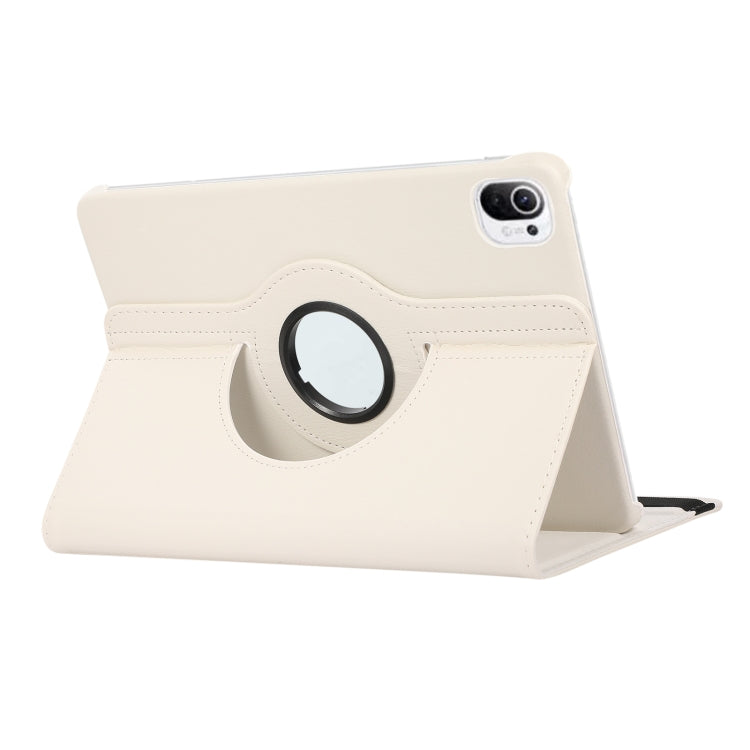 Para Xiaomi Pad 5 Pro / Pad 5 360 grados Rotación Litchi Texture Funda de cuero con soporte (blanco)