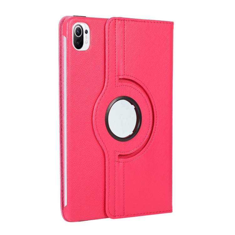 Para Xiaomi Pad 5 Pro / Pad 5 360 grados Rotación Litchi Texture Funda de cuero con soporte (Rose Rojo)