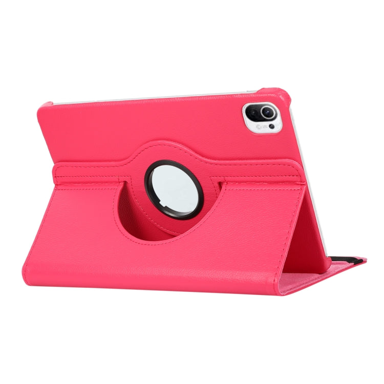 Para Xiaomi Pad 5 Pro / Pad 5 360 grados Rotación Litchi Texture Funda de cuero con soporte (Rose Rojo)