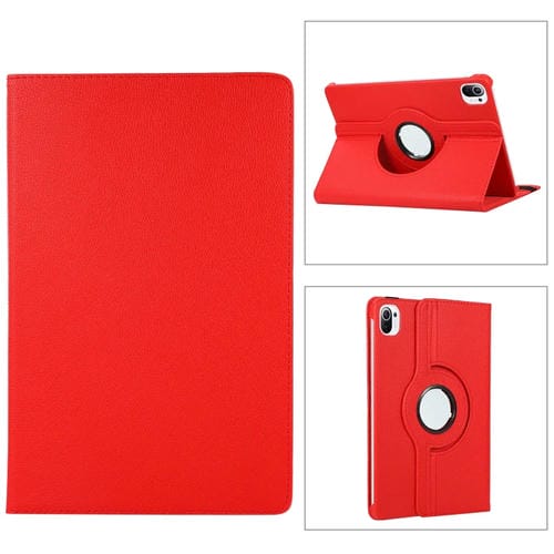 Para Xiaomi Pad 5 Pro / Pad 5 360 grados Rotación Litchi Texture Funda de cuero con titular (rojo)