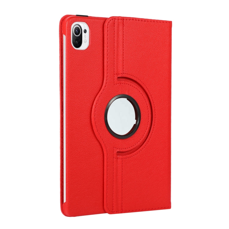 Para Xiaomi Pad 5 Pro / Pad 5 360 grados Rotación Litchi Texture Funda de cuero con titular (rojo)