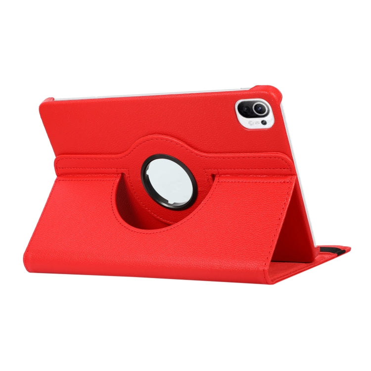 Para Xiaomi Pad 5 Pro / Pad 5 360 grados Rotación Litchi Texture Funda de cuero con titular (rojo)