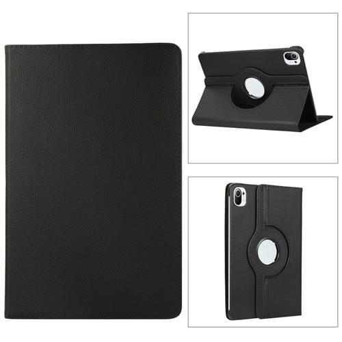 Para Xiaomi Pad 5 Pro / Pad 5 360 grados Rotación Litchi Texture Funda de cuero con titular (negro)