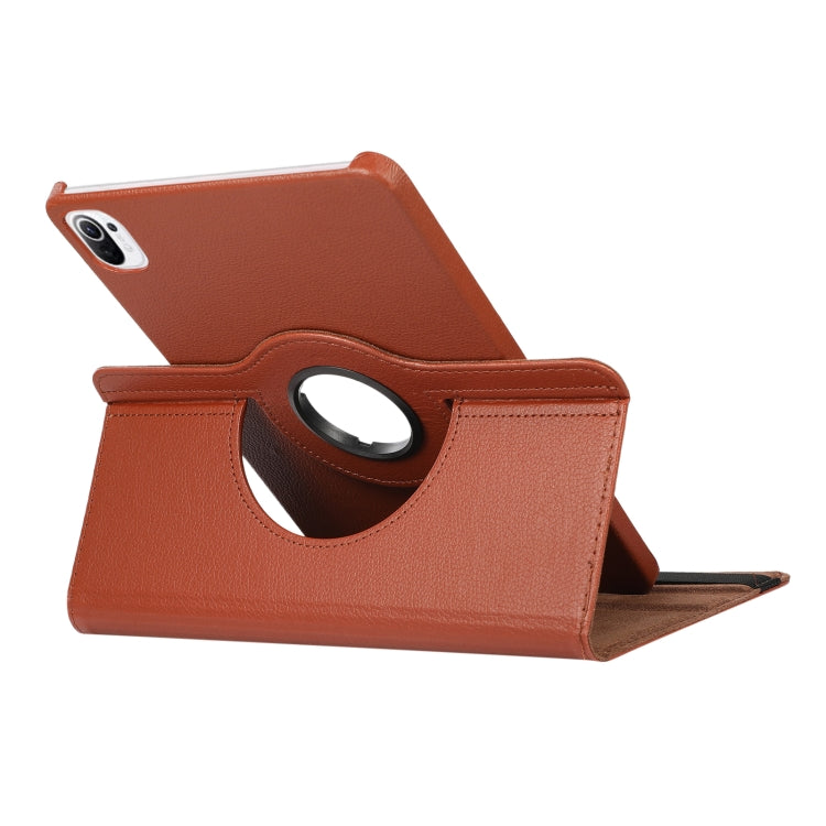 Para Xiaomi Pad 5 Pro / Pad 5 360 grados Rotación Litchi Texture Funda de cuero con soporte (marrón)