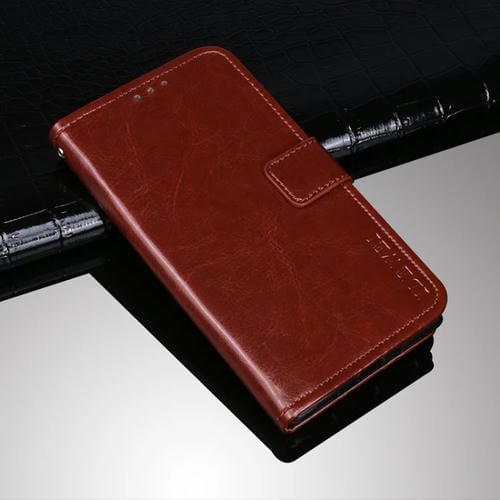 Idewei Crazy Horse Texture Horizontal Flip Funda de cuero con soporte y ranuras para tarjeta y billetera para Xiaomi Redmi 10 (Brown)