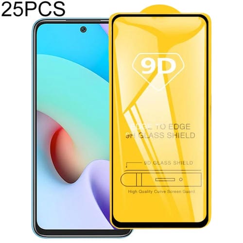 Para Xiaomi Redmi 10 / Redmi 10 Prime 2022 25 PCS 9D Glue completo Película de vidrio templado de pantalla completa