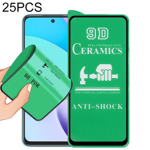 Para Xiaomi Redmi 10 25 PCS 9D Pantalla completa Pegamento completo Película de cerámica