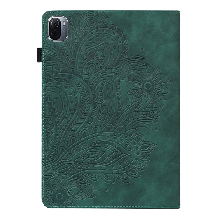 Para Xiaomi Pad 5 Pro / Pad 5 Papacock estampado en relieve TPU + PU Funda de cuero Horizontal Flip de PU con soporte y ranuras para tarjetas y Función de Walket & Sleeh-Up (Green)