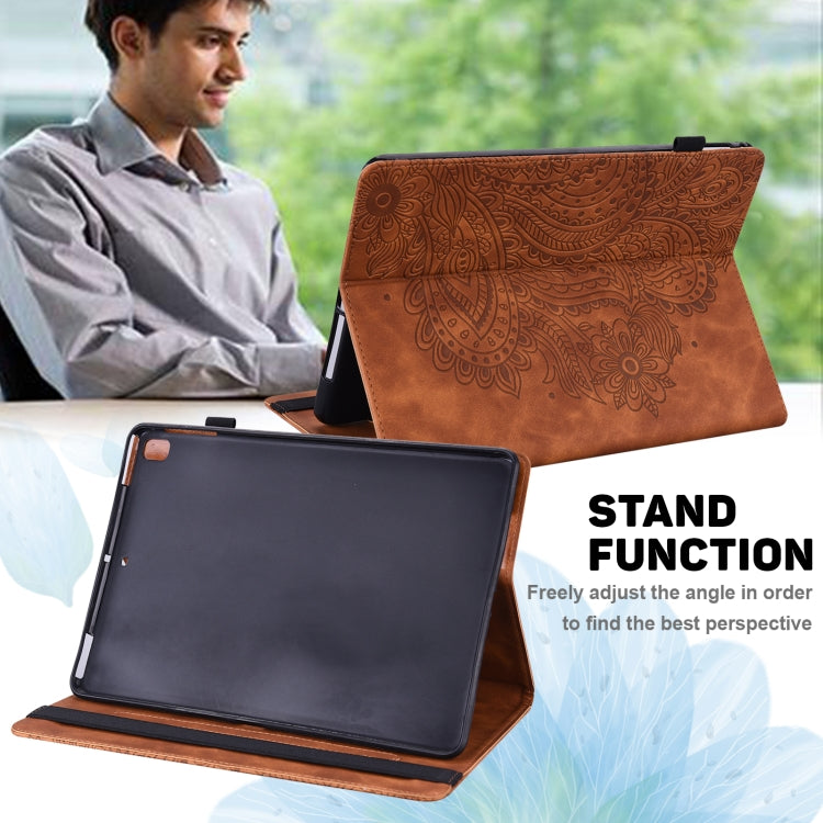 Para Xiaomi Pad 5 Pro / Pad 5 Papacock patrón en relieve TPU + PU Funda de cuero Horizontal Flip de PU con soporte y ranuras para tarjetas y Función de desvanecimiento / desvanecimiento (Marrón)