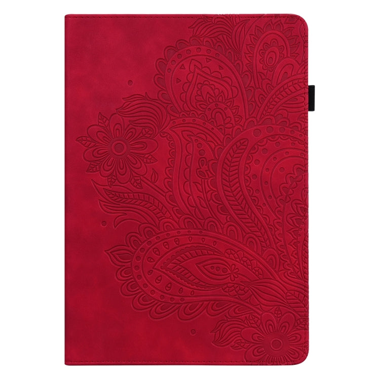 Para Xiaomi Pad 5 PRO / PAD 5 PEACOCH PATTEL en relieve TPU + PU Funda de cuero horizontal de la PU con soporte y ranuras para tarjetas y Función de desvanecimiento / desvanecimiento (rojo)