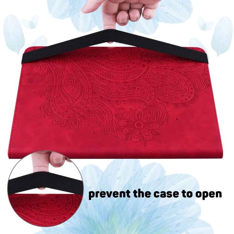 Para Xiaomi Pad 5 PRO / PAD 5 PEACOCH PATTEL en relieve TPU + PU Funda de cuero horizontal de la PU con soporte y ranuras para tarjetas y Función de desvanecimiento / desvanecimiento (rojo)