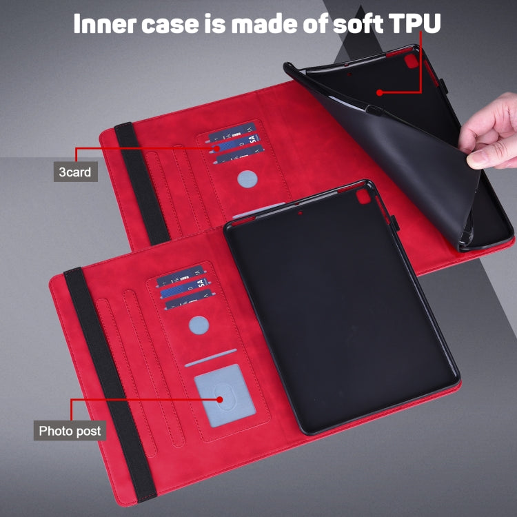 Para Xiaomi Pad 5 PRO / PAD 5 PEACOCH PATTEL en relieve TPU + PU Funda de cuero horizontal de la PU con soporte y ranuras para tarjetas y Función de desvanecimiento / desvanecimiento (rojo)