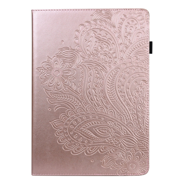 Para Xiaomi Pad 5 PRO / PAD 5 Peacock patrón en relieve TPU + PU Funda de cuero Horizontal Flip de PU con soporte y ranuras para tarjetas y Función de desvanecimiento / desvanecimiento (oro rosa)