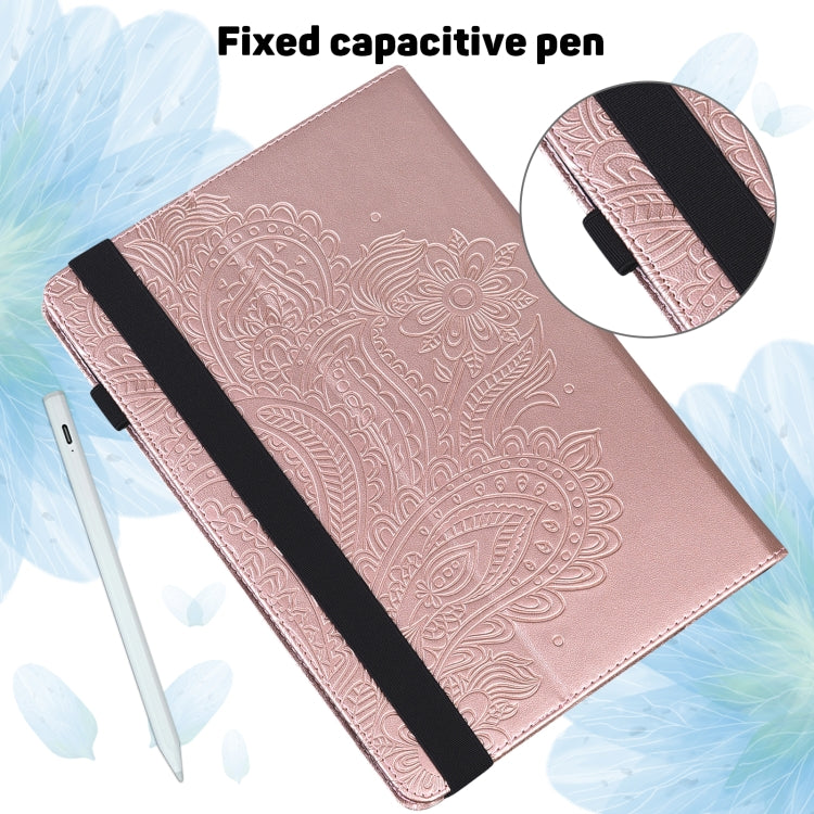 Para Xiaomi Pad 5 PRO / PAD 5 Peacock patrón en relieve TPU + PU Funda de cuero Horizontal Flip de PU con soporte y ranuras para tarjetas y Función de desvanecimiento / desvanecimiento (oro rosa)