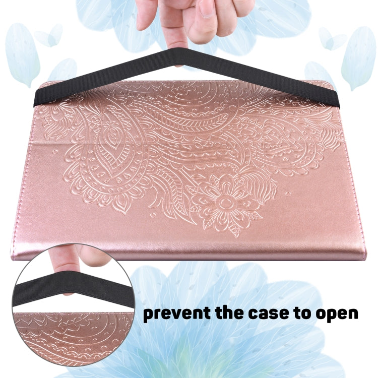 Para Xiaomi Pad 5 PRO / PAD 5 Peacock patrón en relieve TPU + PU Funda de cuero Horizontal Flip de PU con soporte y ranuras para tarjetas y Función de desvanecimiento / desvanecimiento (oro rosa)