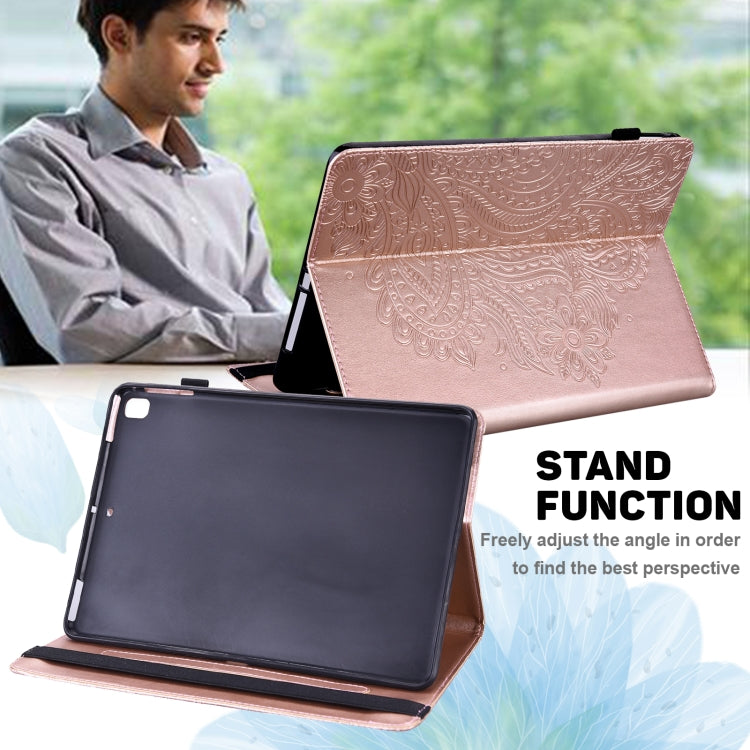 Para Xiaomi Pad 5 PRO / PAD 5 Peacock patrón en relieve TPU + PU Funda de cuero Horizontal Flip de PU con soporte y ranuras para tarjetas y Función de desvanecimiento / desvanecimiento (oro rosa)
