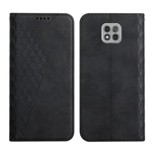Para Motorola Moto G Power 2021 Diamond Pattern Splicing Splicing Siente Magnético Funda de cuero Horizontal Flip con Tarjetas y Tenedor y Cartera (Negro)