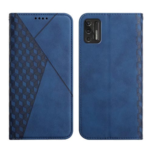 Para Motorola Moto G Stylus 2021 Diamond Pattern Splicing Piel Sientir Magnético Horizontal Flip Funda con Tarjetas y Titular y Cartera (Azul)