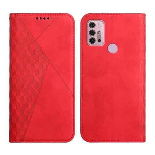 Para Motorola Moto G30 / G10 Diamond Pattern Splicing Splicing Siente Magnetic Horizontal Flip Funda de cuero con ranuras y soporte para tarjetas y billetera (rojo)