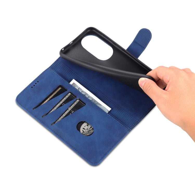 Para Huawei P50 AZNS Siente la piel de la piel de la piel de la piel de la carne de cuero horizontal con las ranuras y el soporte y la cartera (azul)