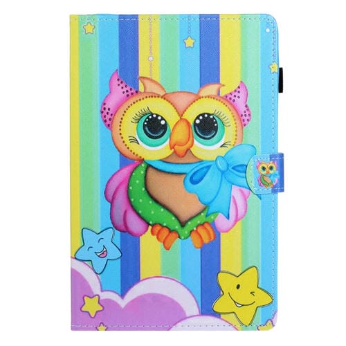 Funda para Galaxy Tab S5E T720 Cuero Pu Tapa Horizontal Soporte Ranura Tarjeta Suspensión (Búho Arcoíris)