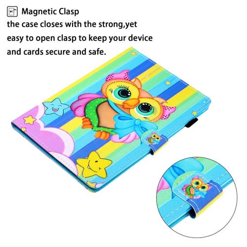 Funda para Galaxy Tab S5E T720 Cuero Pu Tapa Horizontal Soporte Ranura Tarjeta Suspensión (Búho Arcoíris)