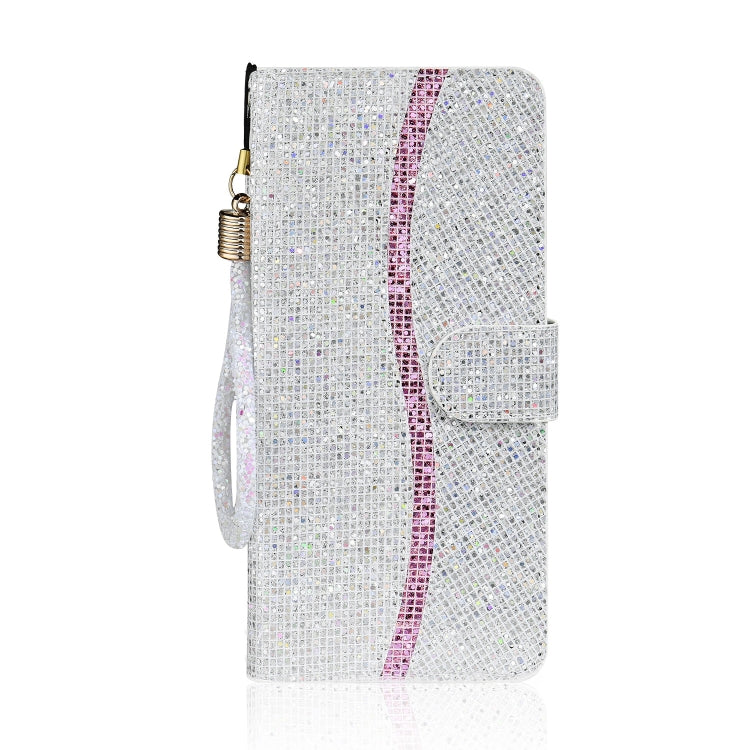 Para Sony Xperia 10 III Glitter Powder Horizontal Flip Funda de cuero con ranuras y soporte para tarjetas y cordón (Plata)