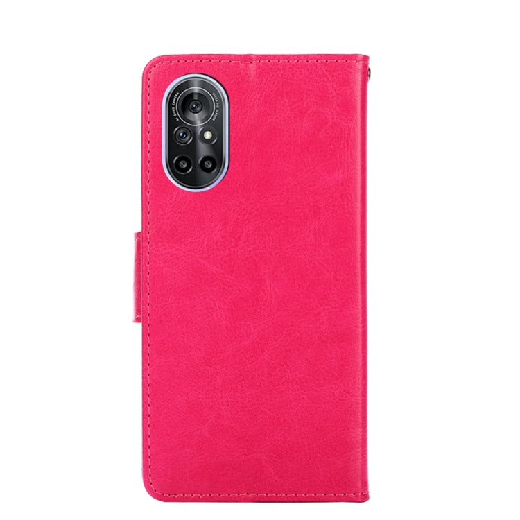 Para Huawei Nova 8 Crystal Texture Horizontal Flip Funda de cuero con soporte y ranuras para tarjeta y billetera (Rose Rojo)