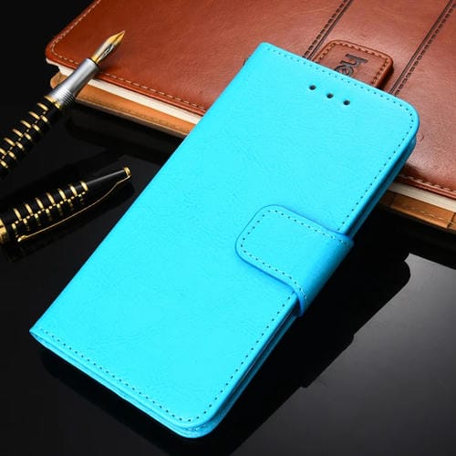 Para Huawei P30 Lite Crystal Texture Horizontal Flip Funda de cuero con soporte y tragamonedas y billetera (azul claro)