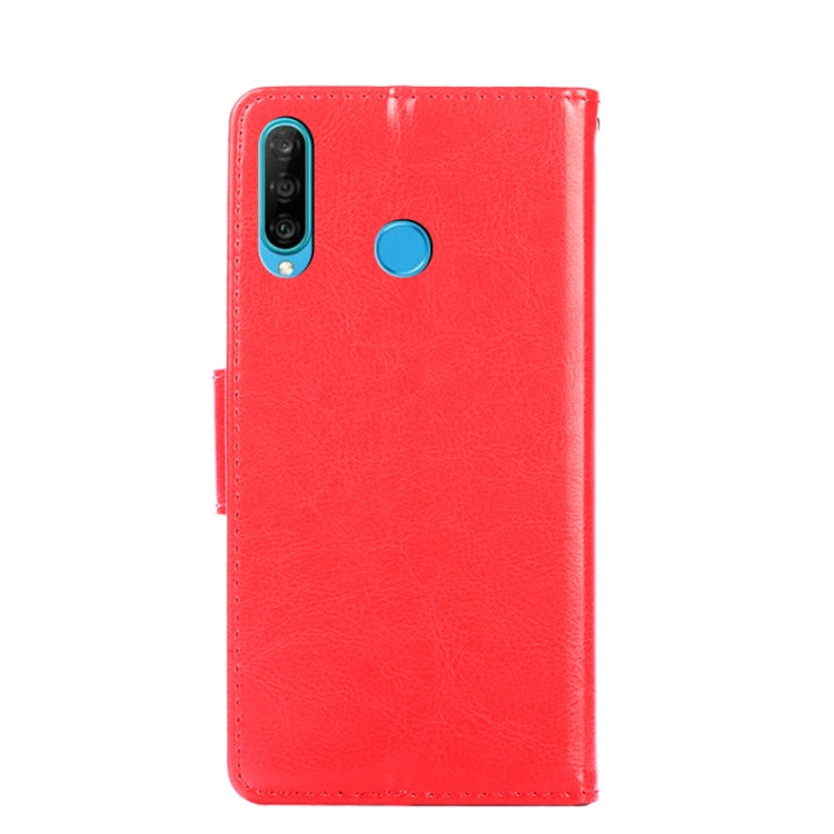 Para Huawei Nova 4e Crystal Texture Horizontal Flip Funda de cuero con soporte y tragamonedas y billetera (rojo)